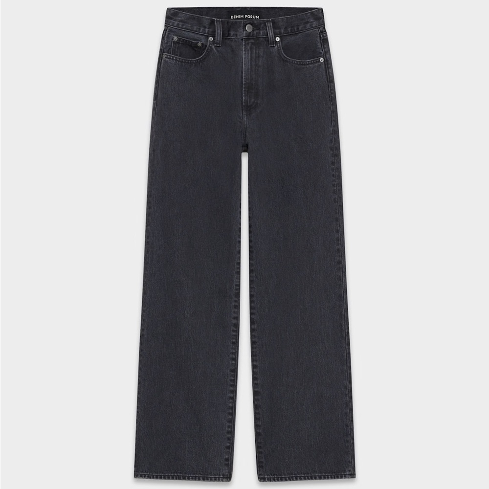 Denim Forum The Farrah Hi-rise Wide Jean (black eyeliner), size 28